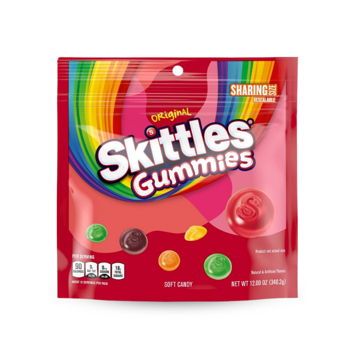 Skittles gummies sharing size